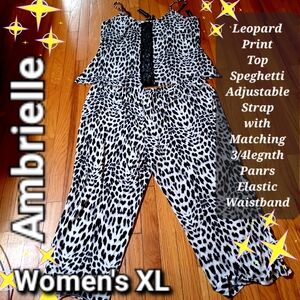 Ambrielle Women's Black and White Leopard Print Jumpsuit